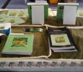 Part of my Book Fair stand (from behind the table!).