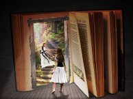 Books invite you into their world. Go! Image via Pixabay.