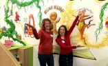 Sally Goodden and Anne Wan at the mural at a local Chandler's Ford school. Image by Anne Wan.