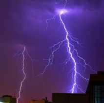 thunder striking a building photo