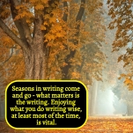 SEASONS IN WRITING - Enjoying what you write at least most of the time is vital